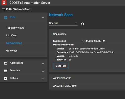 Netzwerkscan CODESYS Automation Server