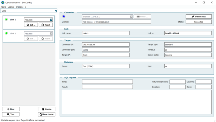 Screenshot SQL4automation Konfigurator-Oberfläche 
