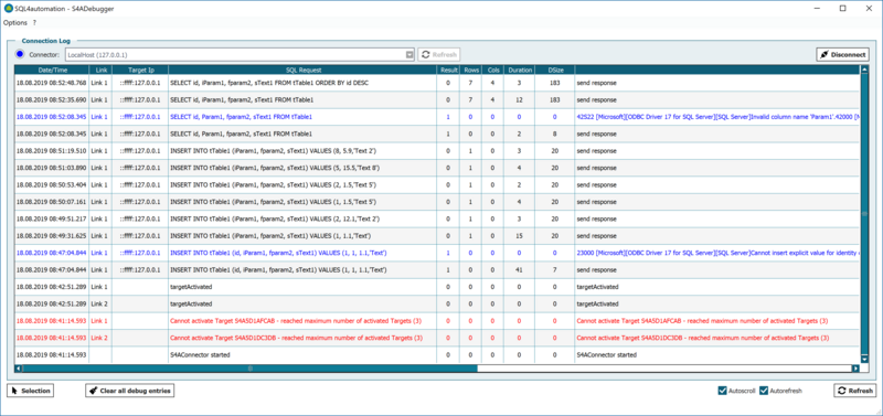 Screenshot SQL4automation Debugger-Oberfläche 